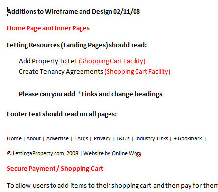 Previous application pages with usability issues highlighted